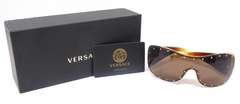 Versace Brown Shield and Gold Sunglasses