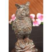 Owl Bird Bronze Sculpture on Marble Base