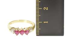 10K Yellow Gold Natural Ruby Baguette Diamond Wedding Band Ring