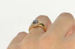 14K Yellow Gold 1.30 Ctw Oval Sapphire Diamond Halo Bypass Ring