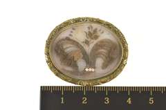 Gold Filled Ornate Victorian Arranged Hair Mourning Pendant/Pin