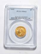 MS62 1915 $5.00 Indian Head Gold Half Eagle - Graded PCGS