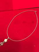 18k gold thin omega chain with Diamond Pendant