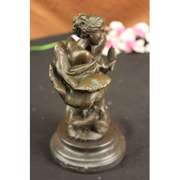 Little Lady with Dog Baby Bronze Sculpture