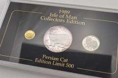 (3) 1989 Isle Of Man Crown 1/25 Oz Gold, 1/5 Oz Platinum, 1 Oz Silver