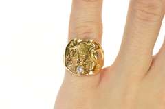 14K Yellow Gold WLS Diamond 1930's Asian Motif Monogram Ring