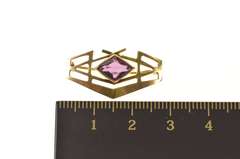 10K Yellow Gold Amethyst Inset Victorian Ornate Geometric Pin/Brooch