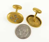 10K Yellow Gold Victorian Seed Pearl Fleur De Lis Cuff Links