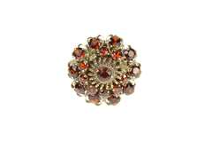 14K Yellow Gold 1960's Retro Garnet Cocktail Statement Ring