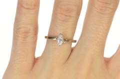 14K Yellow Gold 0.37 Ct Marquise Diamond Solitaire Engagement Ring