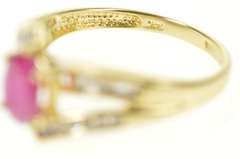 14K Yellow Gold 0.97 Ctw Ruby Diamond Bypass Engagement Ring
