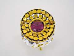 Vintage Weiss Gold Plated Brooch with Purple Crystals