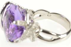 18K Yellow Gold Faceted Amethyst Diamond Ornate Cocktail Ring