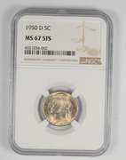 MS67 5FS 1950-D Jefferson Nickel - Graded NGC
