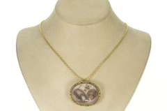 Gold Filled Ornate Victorian Arranged Hair Mourning Pendant/Pin