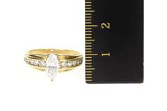 10K Yellow Gold Classic Marquise Travel Engagement Accent Ring