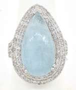 Mesmerizing Aquamarine & Diamond Ring in Sterling Silver
