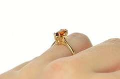10K Yellow Gold Ornate 1950's Syn. Citrine Solitaire Cocktail Ring