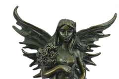 Angel of Love Holding bouquet of roses Bronze Sculpture