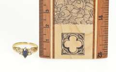 14K Yellow Gold 0.51 Ctw Marquise Sapphire Diamond Engagement Ring