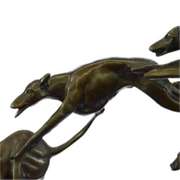 Three Wild Dogs Running on Marble Base Bronze Sculpture