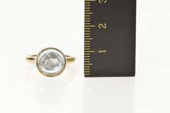 18K Yellow Gold Round Blue Topaz Cabochon Diamond Almaza Ring