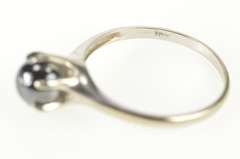 10K White Gold Hematite Sphere Solitaire Unique Statement Ring