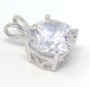 Lovely 14kt WG Cubic Zirconia Solitaire Pendant