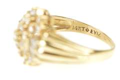14K Yellow Gold 1.00 Ctw Diamond Cluster Halo Statement Ring