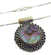 Italian Sterling Silver Mexico Abalone Necklace