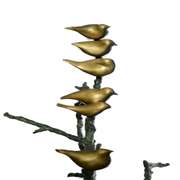 Six Love Birds Multi Color Patina Bronze Statue