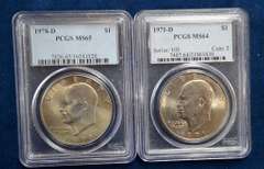 Lot of 2 PCGS  Ike Dollars 1978-D MS65 & 1971-D MS64