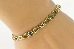 14K Yellow Gold 2.40 Ctw Ruby Emerald Sapphire Ornate Toggle Bracelet