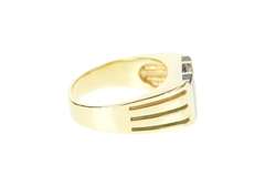 14K Yellow Gold Baguette Sapphire Black Onyx Squared Men's Ring