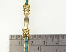 14K Yellow Gold Black Opal Inlay Two Tone X Criss Cross Bracelet
