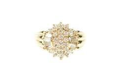14K Yellow Gold 1.00 Ctw Diamond Cluster Halo Statement Ring