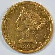 Near Mint 1906-S US $5 Liberty Gold Piece