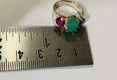 Ruby, Emerald, & Blue Sapphire Ring in 14kt Gold