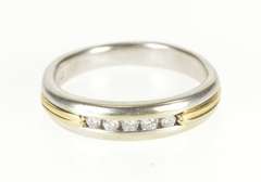 14K White Gold 0.15 Ctw Two Tone Diamond Men's Wedding Band Ring