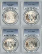 4 Near Gem BU Silver Dollars 1921 to 1924. PCGS MS64