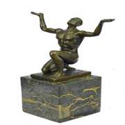 Nude Naked Male Athlete Bronze Sculpture