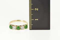 14K Yellow Gold Emerald Diamond Victorian Wedding Band Ring