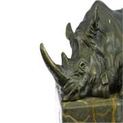 Rhino Bronze Sculpture on Marble Base Figurine