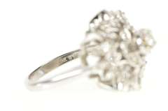 14K White Gold 1940's 0.38 Ctw Diamond Cluster Cocktail Ring