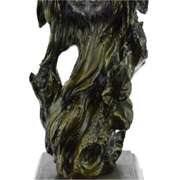 Wolf Head Bust Wild Life Figurine Marble Base Bronze Statue