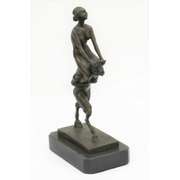 Piggy Rider Satyr and Nude Woman Bronze Sculpture