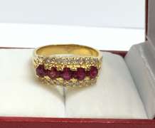 14kt Gold Ruby & Diamond Band Ring