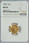 Virtual Gem BU 1904 US $2.50 Liberty Gold. NGC MS64