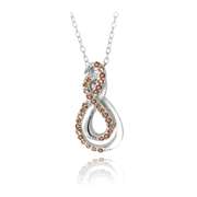 Sterling Silver Garnet Intertwined Infinity Necklace