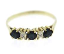 Popular Blue Sapphire & Diamond Accent Ring